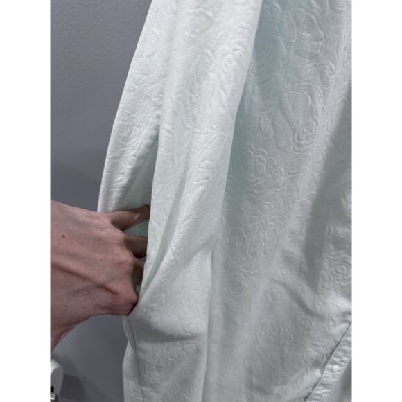 VTG Komar House Coat Robe Pale Blue Textured Light Weight Button Front L READ - Picture 13 of 13